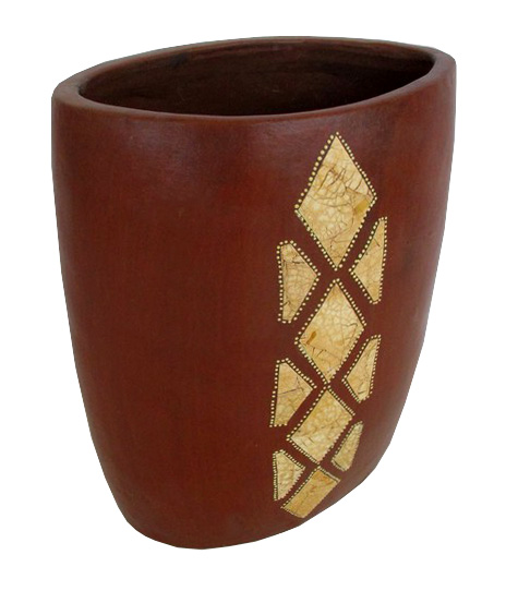 SIK/36/1 VASO IN TERRACOTTA OVALIZZATO CM 35X32 H